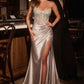 Satin Glitter Scoop Neckline Gown By Ladivine CC467 - Women Evening Formal Gown - Special Occasion