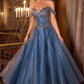 Sequin Off Shoulder A-Line Gown By Ladivine CC471 - Women Evening Formal Gown - Special Occasion