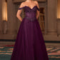 Sequin Off Shoulder A-Line Gown By Ladivine CC471 - Women Evening Formal Gown - Special Occasion
