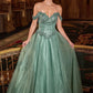 Sequin Off Shoulder A-Line Gown By Ladivine CC471 - Women Evening Formal Gown - Special Occasion