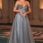 Sequin Off Shoulder A-Line Gown By Ladivine CC471 - Women Evening Formal Gown - Special Occasion