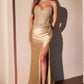Strapless Scoop Neckline Leg Slit Gown By Ladivine CC475 - Women Evening Formal Gown - Special Occasion