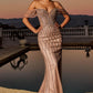 Beaded Off The Shoulder Mermaid Gown By Ladivine CC477 - Women Evening Formal Gown - Special Occasion