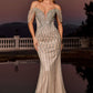 Beaded Off The Shoulder Mermaid Gown By Ladivine CC477 - Women Evening Formal Gown - Special Occasion