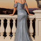 Beaded Off The Shoulder Mermaid Gown By Ladivine CC477 - Women Evening Formal Gown - Special Occasion