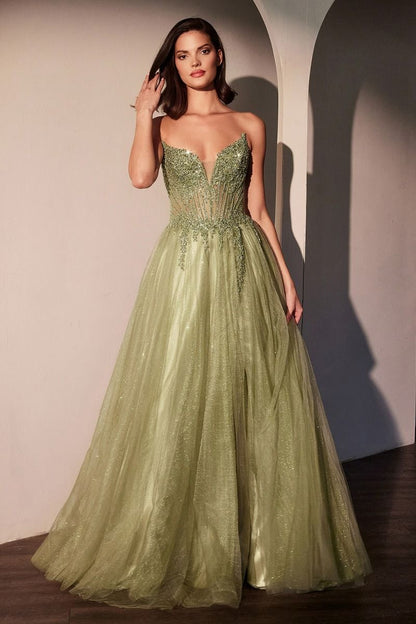 Strapless Layered Tulle A-Line Gown By Ladivine CC487 - Women Evening Ariststyles Strapless Layered Tulle A-Line Gown By Ladivine CC487 - Women Evening Ariststyles