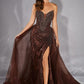 Strapless Sweetheart Leg Slit Gown By Ladivine CC492 - Women Evening Formal Gown - Special Occasion