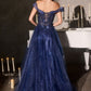 Off Shoulder Neckline A-Line Gown By Ladivine CC493 - Women Evening Formal Gown - Special Occasion/Curves