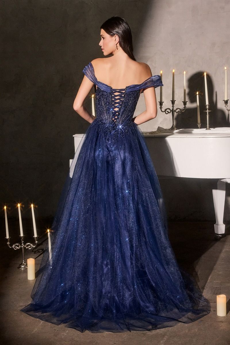Off Shoulder Neckline A-Line Gown By Ladivine CC493 - Women Evening Formal Gown - Special Occasion/Curves