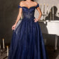 Off Shoulder Neckline A-Line Gown By Ladivine CC493 - Women Evening Formal Gown - Special Occasion/Curves