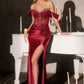 Off The Shoulder High Leg Slit Gown By Ladivine CC494 - Women Evening Formal Gown - Special Occasion
