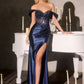 Off The Shoulder High Leg Slit Gown By Ladivine CC494 - Women Evening Formal Gown - Special Occasion