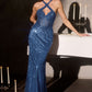 Embellished Halter Crossover Neck Gown By Ladivine CC495 - Women Evening Formal Gown - Special Occasion