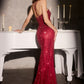 Embellished Halter Crossover Neck Gown By Ladivine CC495 - Women Evening Formal Gown - Special Occasion