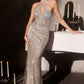 Embellished Halter Crossover Neck Gown By Ladivine CC495 - Women Evening Formal Gown - Special Occasion