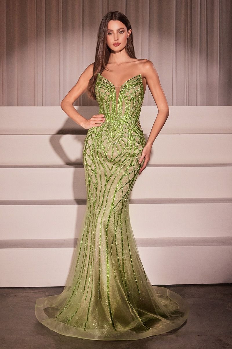 Strapless Embellished Mermaid Gown by Cinderella Divine CC6018 - Special Occasion