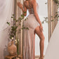 Embellished V-Neckline Leg Slit Gown by Cinderella Divine CC6377 -  Special Occasion