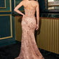 Strapless V-Neckline Leg Slit Gown By Ladivine CC8251 - Women Evening Formal Gown - Special Occasion