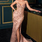 Strapless V-Neckline Leg Slit Gown By Ladivine CC8251 - Women Evening Formal Gown - Special Occasion