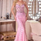 Strapless Illusion Neckline Gown By Ladivine CC8262 - Women Evening Formal Gown - Special Occasion