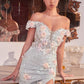 3D Floral Off The Shoulder Leg Slit Gown by Cinderella Divine CD005 - Special Occasion