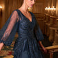 Embellished Layered Tulle A-Line Gown by Cinderella Divine CD0101 - Special Occasion/Curves