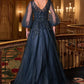 Embellished Layered Tulle A-Line Gown by Cinderella Divine CD0101 - Special Occasion/Curves