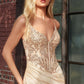 Embellished Bodice V-Neckline By Ladivine CD0106 - Women Evening Formal Gown - Special Occasion