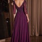 Flowy Chiffon 3/4 Sleeves Beaded Gown by Cinderella Divine - CD0171 - Special Occasion/Curves