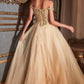 Sequns Lace Bodice and Tulle Off The Shoulder A-Line Dress by Cinderella Divine - CD0177 - Special Occasion