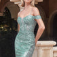 Off The Shoulder Glitter Gown by Cinderella Divine CD0193 - Special Occasion