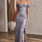 Off The Shoulder Glitter Gown by Cinderella Divine CD0193 - Special Occasion