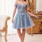 Off the Shoulder Lace Tulle Short Dress by Cinderella Divine - CD0194