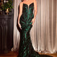 Strapless Sequin Printed Mermaid Gown By Ladivine CD0199 - Women Evening Formal Gown - Special Occasion
