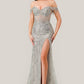 Off The Shoulder Sequin Slit Gown By Ladivine CD0203 - Women Evening Formal Gown - Special Occasion/Curves