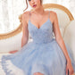 Lace Bodice A-Line Short Dress with Tulle Skirt By Ladivine CD0213