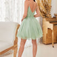 Lace Bodice A-Line Short Dress with Tulle Skirt By Ladivine CD0213