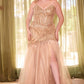 Beaded Strapless Slit Mermaid Gown by Cinderella Divine CD0214C - Curves