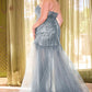 Beaded Strapless Slit Mermaid Gown by Cinderella Divine CD0214C - Curves
