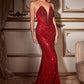 Beaded Fitted Strapless Plunging V-Neckline Gown By Ladivine CD0216 - Women Evening Formal Gown - Special Occasion