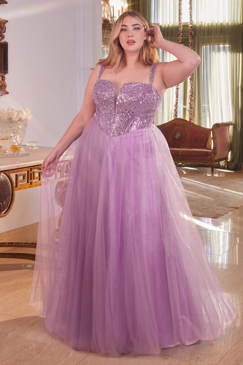 Embellished Strapless A-Line Gown by Cinderella Divine CD0217C - Curves