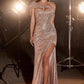 Sequin Strapless with Removable Sash Gown by Cinderella Divine CD0218 - Special Occasion