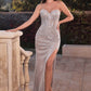 Sequin Strapless with Removable Sash Gown by Cinderella Divine CD0218 - Special Occasion