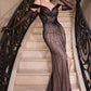 Sequin Off The Shoulder Leg Slit Gown by Cinderella Divine CD0219 - Special Occasion