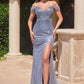 Sequin Off The Shoulder Leg Slit Gown by Cinderella Divine CD0219 - Special Occasion