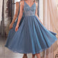 Chiffon A-Line Tea Length Dress by Cinderella Divine CD0225 - Special Occasion/Curves