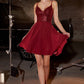 Chiffon A-line with Beaded Short Dress by Cinderella Divine CD0226 - Special Occasion/Curves