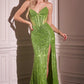 Embellished Strapless Sheath Leg Slit Gown by Cinderella Divine CD0227 - Special Occasion