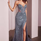 Embellished Strapless Sheath Leg Slit Gown by Cinderella Divine CD0227 - Special Occasion