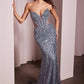 Embellished Strapless Sheath Leg Slit Gown by Cinderella Divine CD0227 - Special Occasion